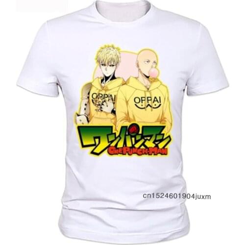 Men T-shirt One punch Man super printing design T Shirt the Oppai Anime Tshirt provide a picture can be customized