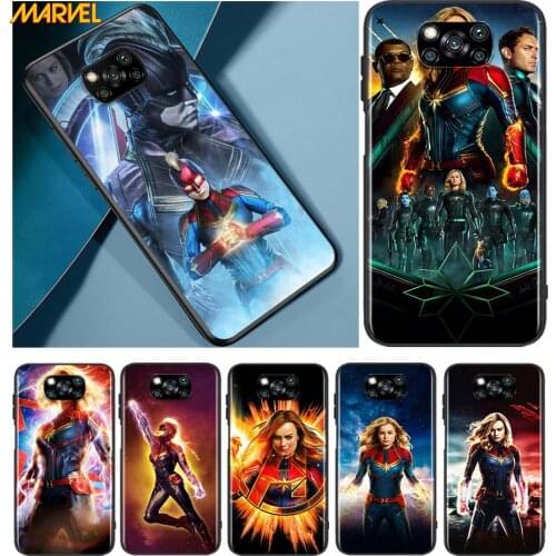 Captain Marvel for Xiaomi Poco X3 NFC X2 M3 M2 F2 F3 Pro C3 F1 A2 Lite Mix3 Play Silicone Soft Black Phone Case