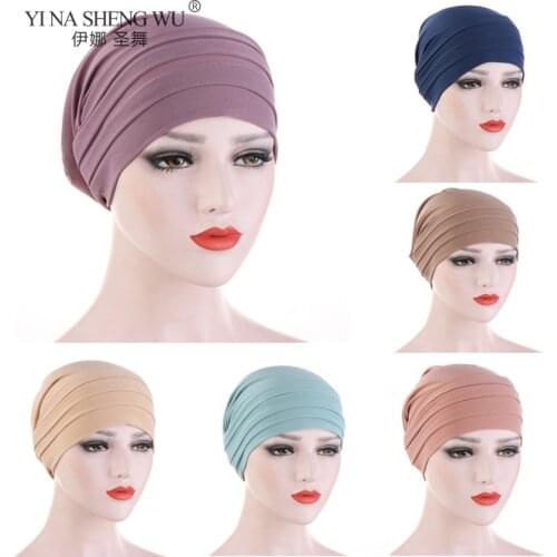 New Women Joint Fabric Baggy Hat Lining Hijabs New Style Fashion Cap With Elastic Band Night Sleep Cap Headwear Hair Accessories