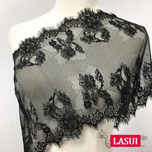 LASUI 0410 NEW 27.5cm *300 cm=1 piece DIY clothing accessories good quality Black White France eyelash lace fabric