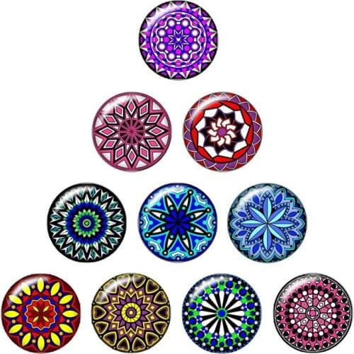 New Colorful pattern 10pcs 12mm/16mm/18mm/25mm Round photo glass cabochon demo flat back Making findings ZB0494