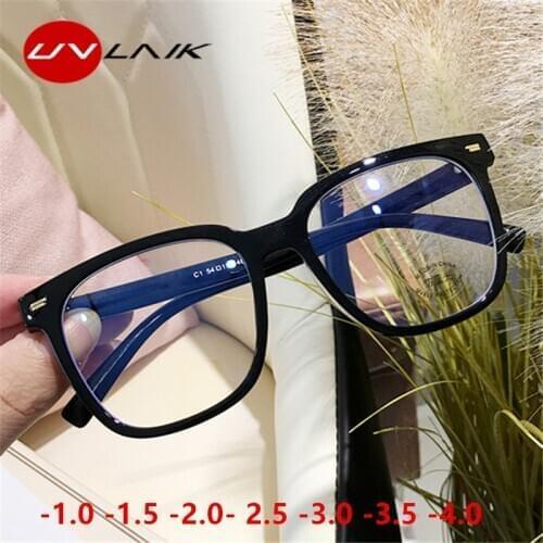 UVLAIK Finished Myopia Glasses Women Men Transparent Eyeglasses Prescription Student Shortsighted Eyeglass -1.0 1.5 2.0 to 6.0