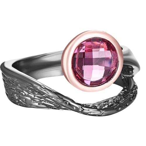 Luxury Fashion Vintage Rings For Women Setting with Cubic Zirconia Fuchsia stone Rings Indian Jewelry Drop Shipping