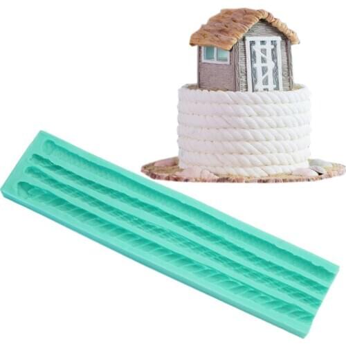 Twist rope fondant cake silicone mold DIY Mediterranean rural style chocolate decoration tool cake surrounding decoration mold