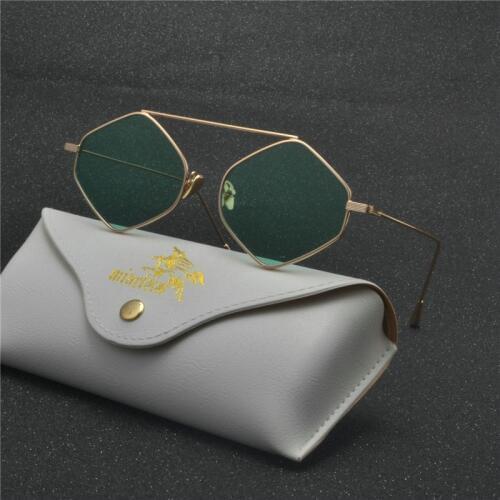 Small Frame Vintage Sunglasses Women Hexagon Blue Pink Clear Sun Glasses for Men Metal Retro Eyewear UV400 With box NX