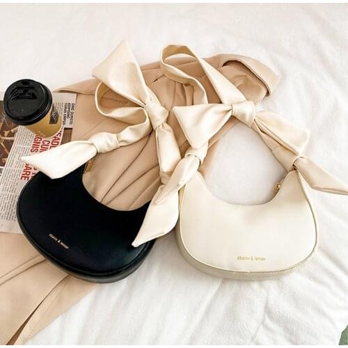 Armpit Bag Womens Hand Bags New Arrival 2021 Luxury Handbag Elegant Female Shoulder Bag Decorated with Bows Fashion Clutch Purse