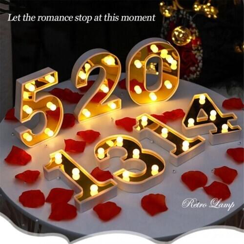 Home Decor DIY LED Lights Luminous Number Lamp Battery Night Light Party Bedroom Wedding Birthday Christmas Decoration