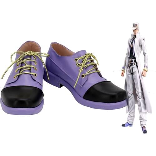 JOJO Jotaro Shoes Cosplay JoJos Bizarre Adventure 4 Jotaro Kujo Cosplay Shoes Purple Boots Custom Made for Unisex
