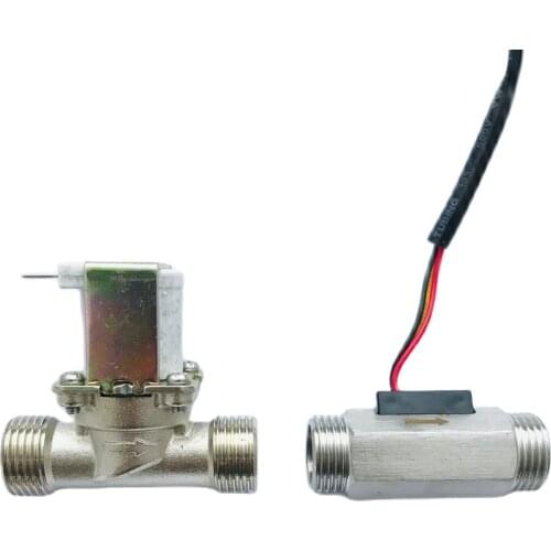 USS-HS21TX BSP G1/2" DN15mm Turbine Hall Water Flow Sensor 1-30L/min Digital Flowmeter with Solenoid Valve Zhongjiang iSentrol
