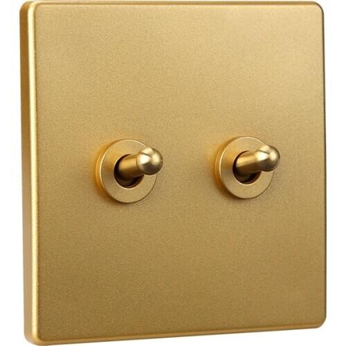 Vintage Brass Lever Toggle Switch 1-4 Gang 2 Way Home Improvement Hotel Champagne Gold Yellow Led Light Wall Switch