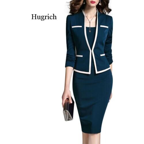 Fashion Suits For Women Office Lady Business Work Uniform Formal Dress Suits Female Half Sleeve Blazer Set 2020 Autumn Plus Size