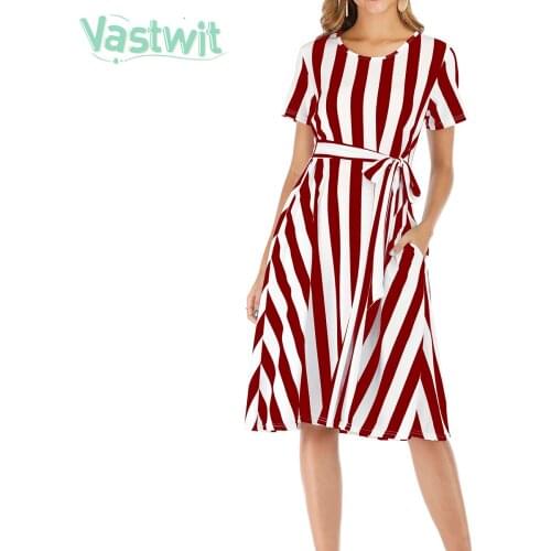 Women Maternity Elegant Fashion Striped O-Neck Short Sleeve Wedding Dress Pregnant Photography Dress for Formal Evening Party