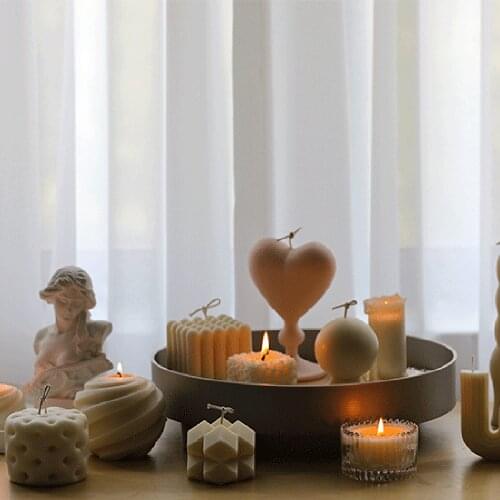 1PC Geometric Shape Candle Mold Handmade Scented Candle DIY Art Candle Silicone Mold Gypsum Soap Molds