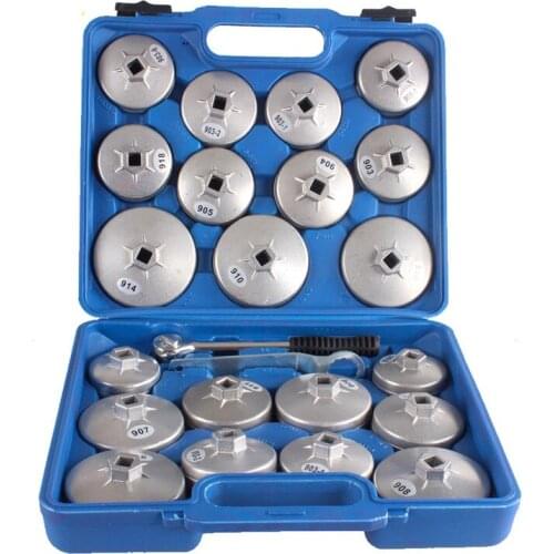 23pcs Aluminum Alloy Cup Type Oil Filter Cap Wrench Socket Removal Tool Set 1/2"