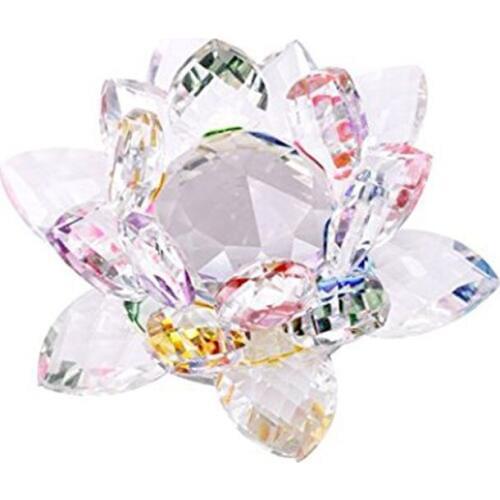 3.4 inch Rainbow Crystal Lotus Flower with Gift Box for Feng Shui Home Decor Home Decoration