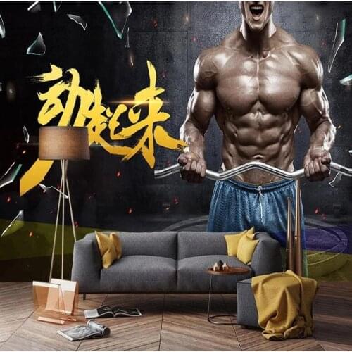 Milofi custom 3D nordic fitness bodybuilding gym background wallpaper mural