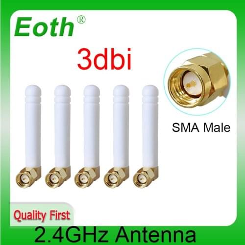 2.4GHz WIFI Antenna 3dbi Aerial SMA Male connector 2.4G wifi antena 2.4 ghz antenne wi-fi White for Wireless Router antenas