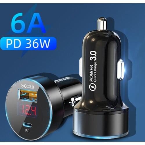 6A Dual USB Car Charger 2 Ports LCD Display Cigarette Lighter Phone Charge Adapter For iPhone 11 12 Pro Max Xiaomi 11 Huawei P40