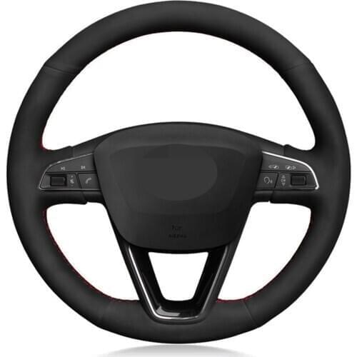 Car Steering Wheel Cover DIY Black Suede For Seat Leon 5F Mk3 2013-2019 Ibiza 6J Tarraco Arona Ateca Alhambra 2016-2019