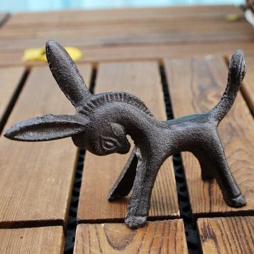 Elegant Antique Gold Rustic Cast Iron Table Decor Mini Donkey Figurine