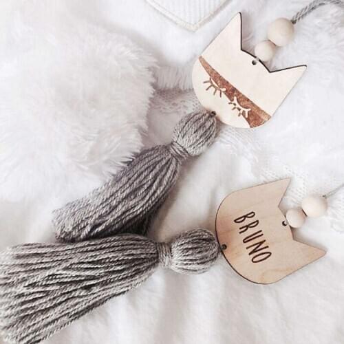 Home Hanging Ornament For Kids Room Decoration Lovely Cat Star Wood Beads Tassel Pendant Party New Year Christmas Decor