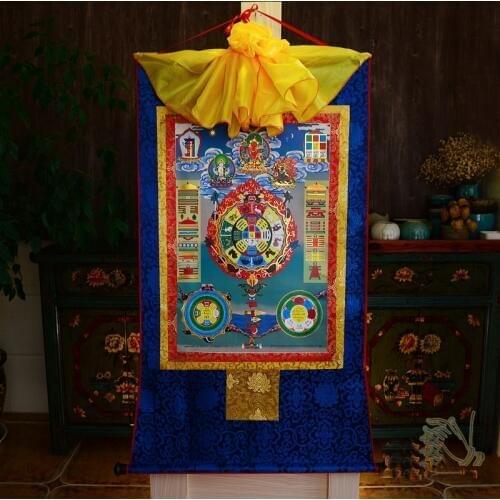 Family Home efficacious Protection--85cm long--Tibetan Buddhism Buddha- 9 GONG 8 GUA -silk Thang-ga Thangka Buddha art