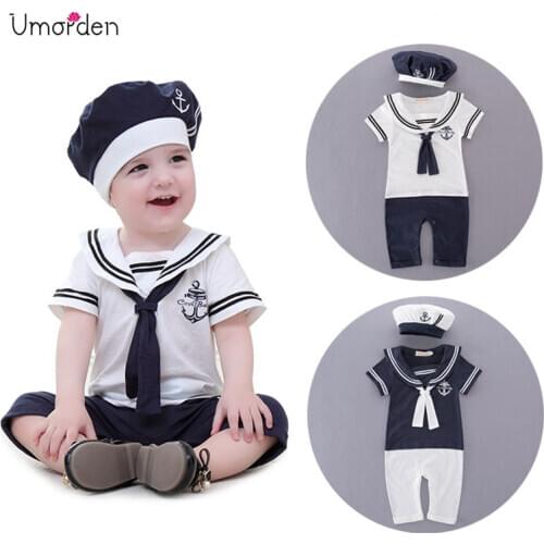 Umorden Navy Sailor Costume Rompers for Baby Boys Toddler Infant Halloween Christmas Birthday Party Cosplay Fancy Dress