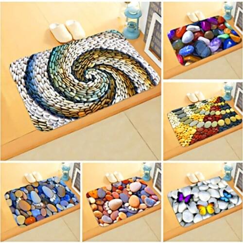 Colourful Bathroom Kitchen Carpet Hallway Doormat Anti-Slip Carpet Absorb Water Kitchen Bath Mat Pattern Cobblestone Floor Mat