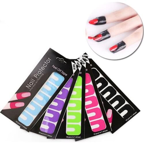 10pcs/pack Nail Stripping Tape Anti-splash Sticker Manicure U-shaped Nail Polish Varnish Shield Finger Cover Fingerprint Sticker