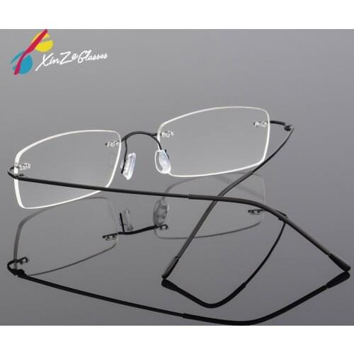 XINZE 2017 Titanium Myopia Rimless Glasses Memory Square Eyeglasses Optical Spectacle Frame Eyewear Men Women Brand Designer