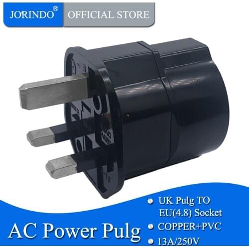 JORINDO Germany franch 250V 16A 13A fused eu to uk 3 pin power cable plug converter wire adaptor plug connector ST-5