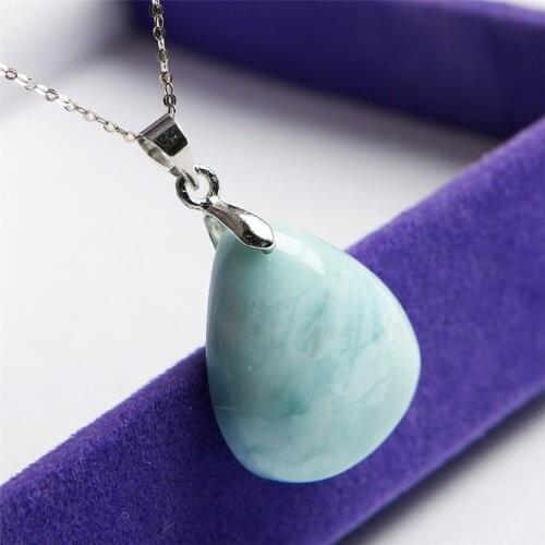 Natural Genuine Blue Water Pattern Larimar Gems Stone Suspension Pendant 24*17*7mm