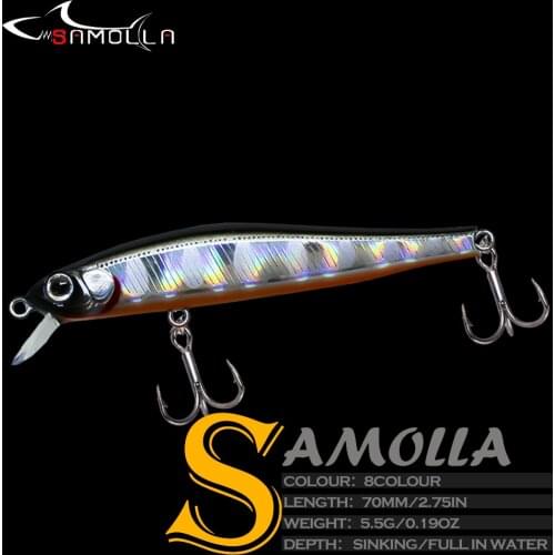 Minnow Fishing Lure Sinking Bait Weight 5.5g Mino Double Hooks Lures Pesca Wobblers For Perch Fish Tackle Isca Artificial Baits