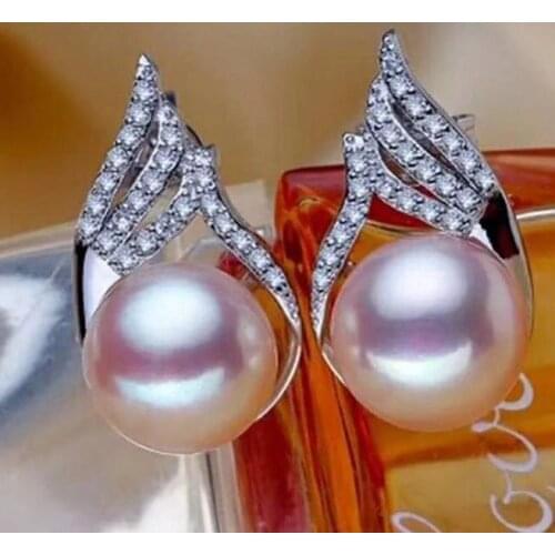 Luxury charming new 9-10mm natural Freshwater pearl earring 925,Sterling silver