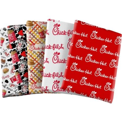 Hamburger & Chick Pattern Printed Bullet Textured Liverpool Patchwork Tissue Kids home textile 50*145cm