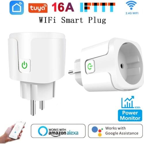 WiFi Smart Plug 16A EU Plug Power Socket Tuya APP Smart Home For Alexa Google Assistant Voice Control Power Monitor Timing