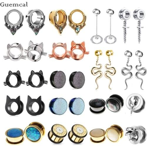 Guemcal Stainless Steel Crystal Ear Gauge Plug and Tunnel 6-25mm Ear Tunnel Flesh Ear Expander Ear Gauges Body Jewelry Piercings