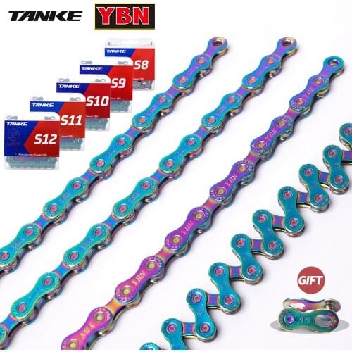 TANKE YBN bicycle chain 8s9s10s11s12speed half hollow MTB/road bike chains cycling Magic Buttons colorful Urltra-Light116L126L