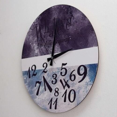 I'm Late Anyway Written Mixed Numbers MDF Clock Home and Room Decoration Accessories