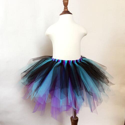 Blue/Purple/Black Fluffy Tutu Skirt Ballerina Pettiskirt Girls Halloween Costume Kids Summer Tulle Skirt Party Handmade Skirt