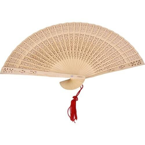 Womens Wooden Fragrant Sandalwood Hand Held Fan Wedding Party Decor