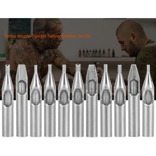 11Pcs/set 304 Stainless Steel Assorted Tattoo Nozzle Tip for Tattoo Needles Set Kit Tatoos Fluid Grip Temporary Tattoo Supplies