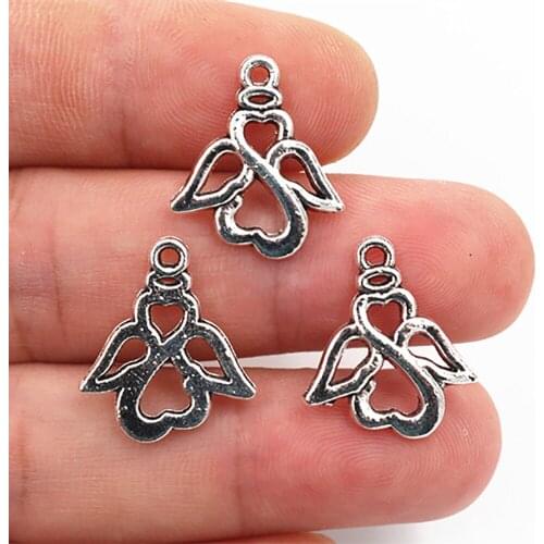 19x15mm 20pcs Antique Silver Plated Angel Handmade Charms Pendant:DIY for bracelet necklace-P2-16