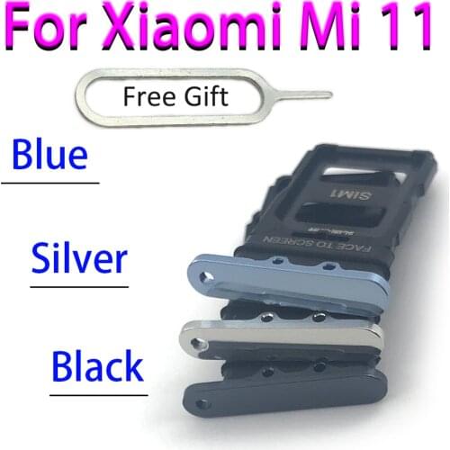 2Pcs/Lot，New Replacement Part For Xiaomi Mi 11 Mi11 Micro Nano SIM Card Holder Tray Slot Holder Adapter Socket + Pin