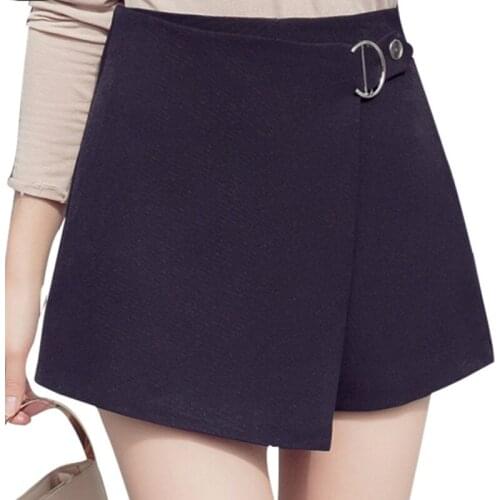 2019 Nova Moda Elegante Cintura Alta Shorts Mulheres Zipper Preto e Branco CalCas Curtas Saias Irregulares