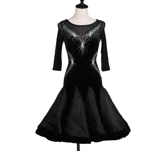 Customize black latin dance costumes for women latino dress rumba dance dresses modern dance costumes women latin salsa dress