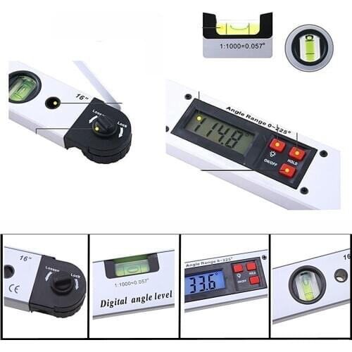Digital Protractor 0~225 Degree Aluminum Alloy Digital Angle Finder Inclinometer Meter Spirit Level Measuring Gauging Tools