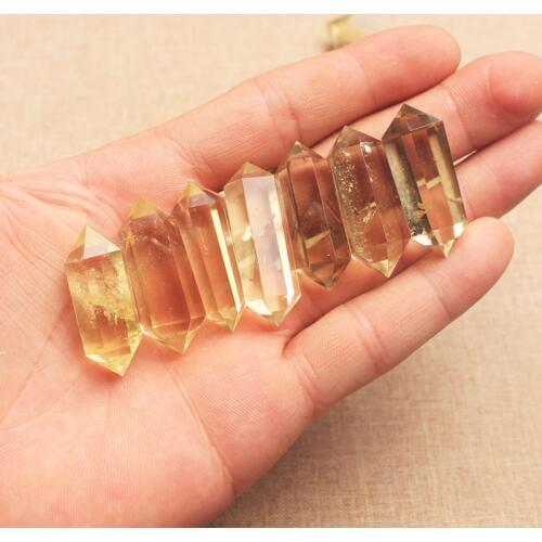 Citrine Quartz Crystal Stone Point Healing Hexagonal Wand Treatment Stone