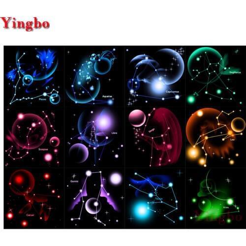 DIY 5D diamond embroidery 12 Zodiacal Constellations 3D diamond painting Starry Sky Diamond mosaic Full square cross stitch kits