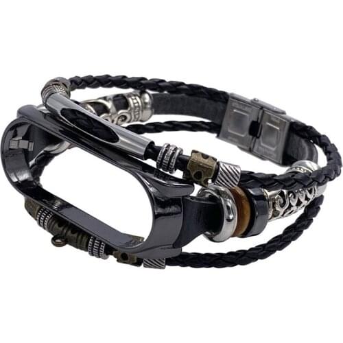 For Xiaomi Mi Band 4/5/6 Universal Leather Woven Bracelet Strap Smart Wristband Accessories Retro Durable Light Luxury Awesome